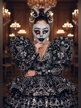 🆕Rhinestone Bedazzled Masquerade Bling Face Mask For Halloween,Mardi Grass &More